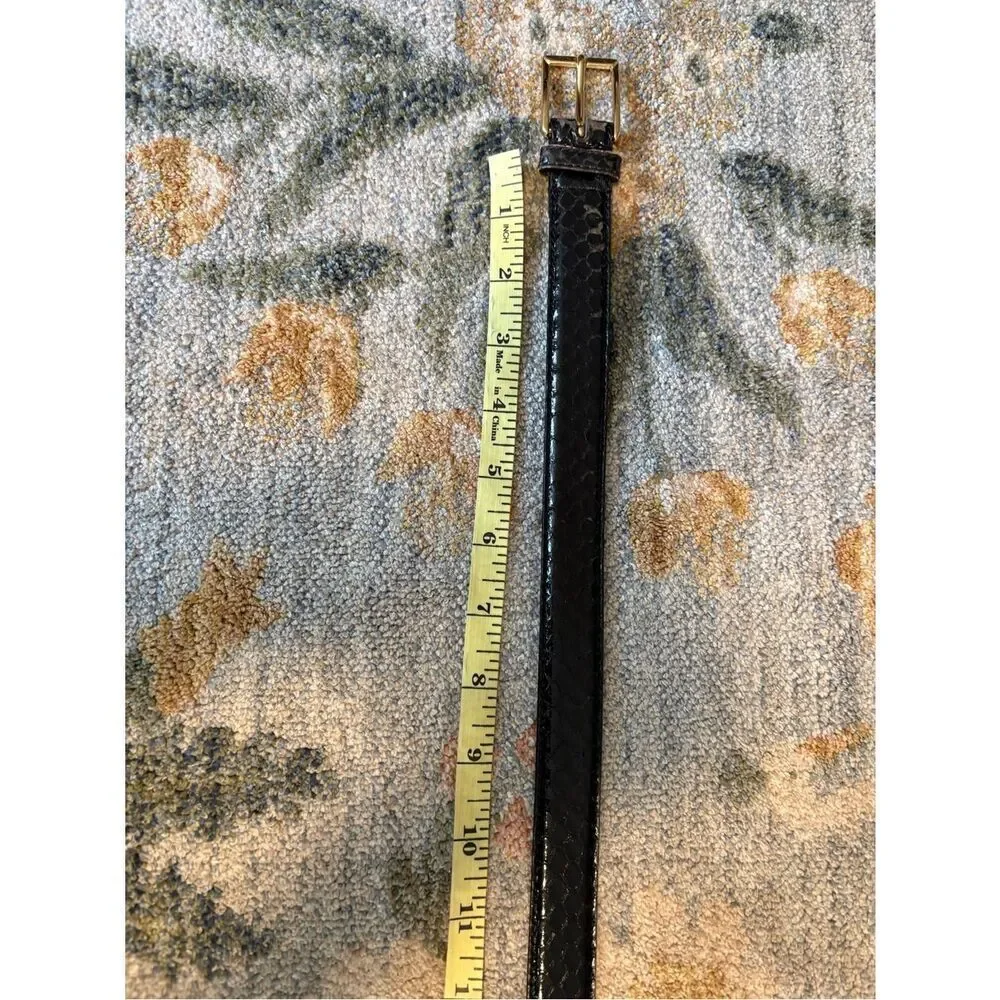 Genuine snakeskin Leather Black Belt 38 Vintage Flaw Alfani
